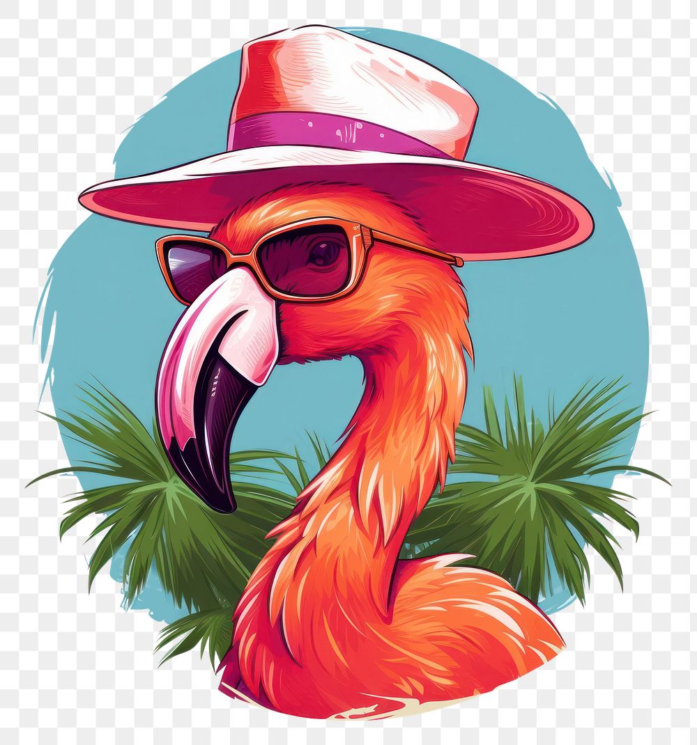 PNG Flamingo on vacation glasses sunglasses cartoon.