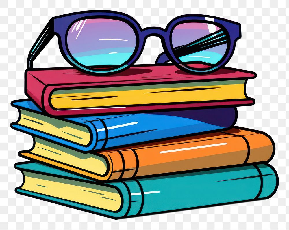 PNG Glasses on books sunglasses cartoon white background.