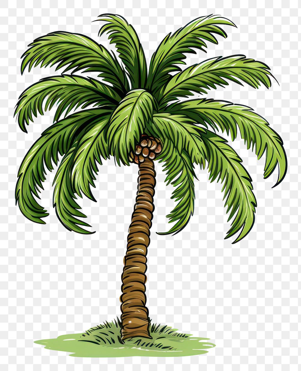 PNG Palm tree cartoon drawing plant.