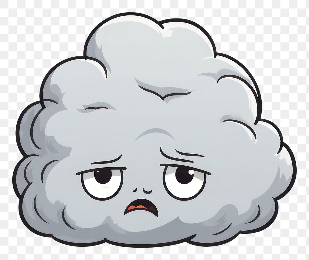 PNG Sad grey cloud cartoon drawing illustrated.