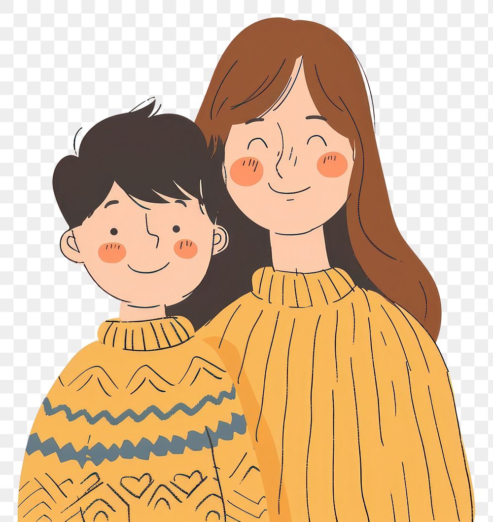 PNG Mother and a son cartoon sweater adult.