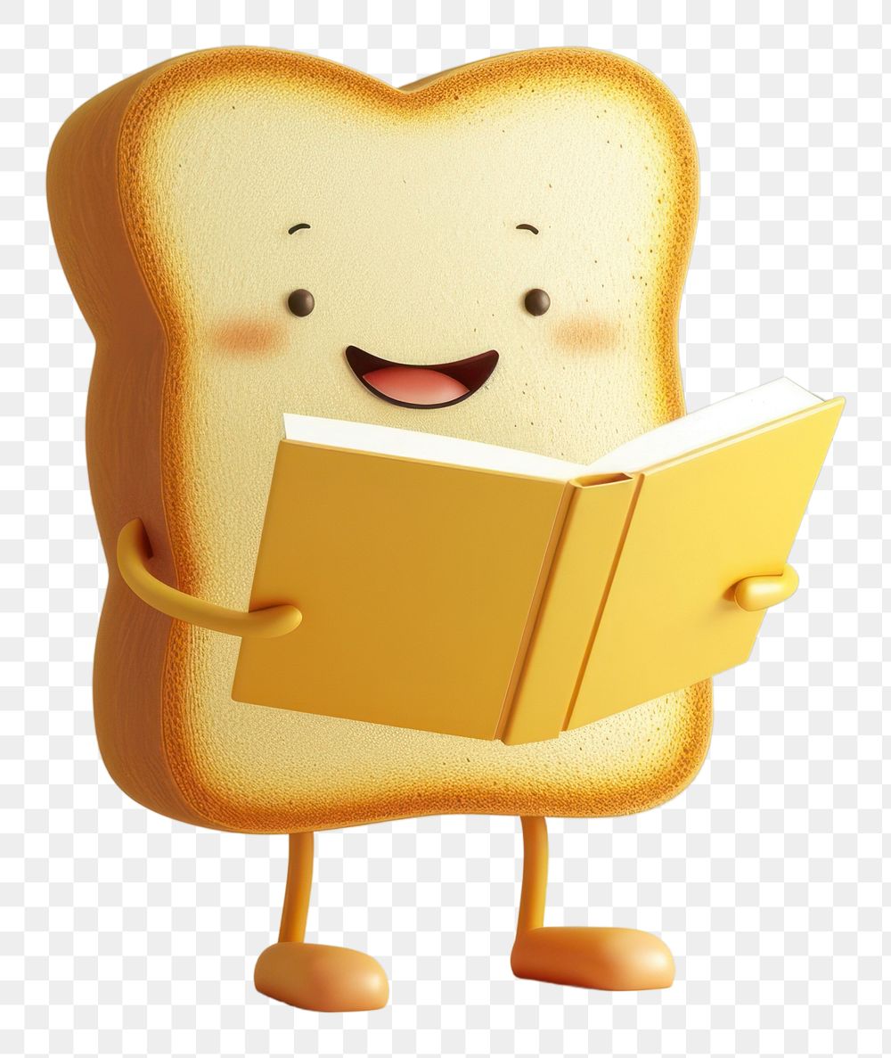 PNG Cute bread character reading cartoon publication