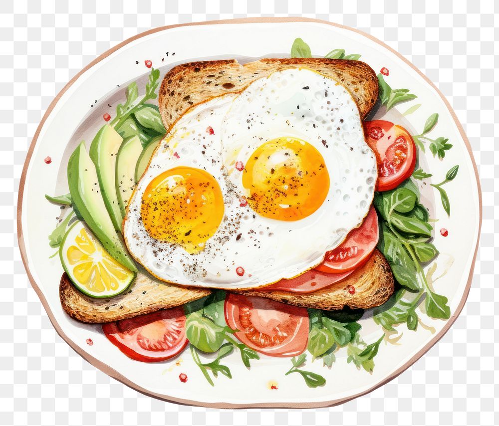 PNG Plate meal food egg. AI generated Image by rawpixel.