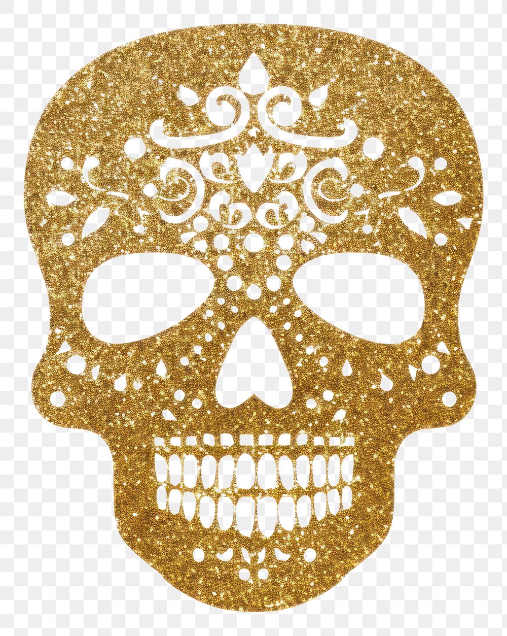 PNG Golden skull icon mask white background bling-bling.