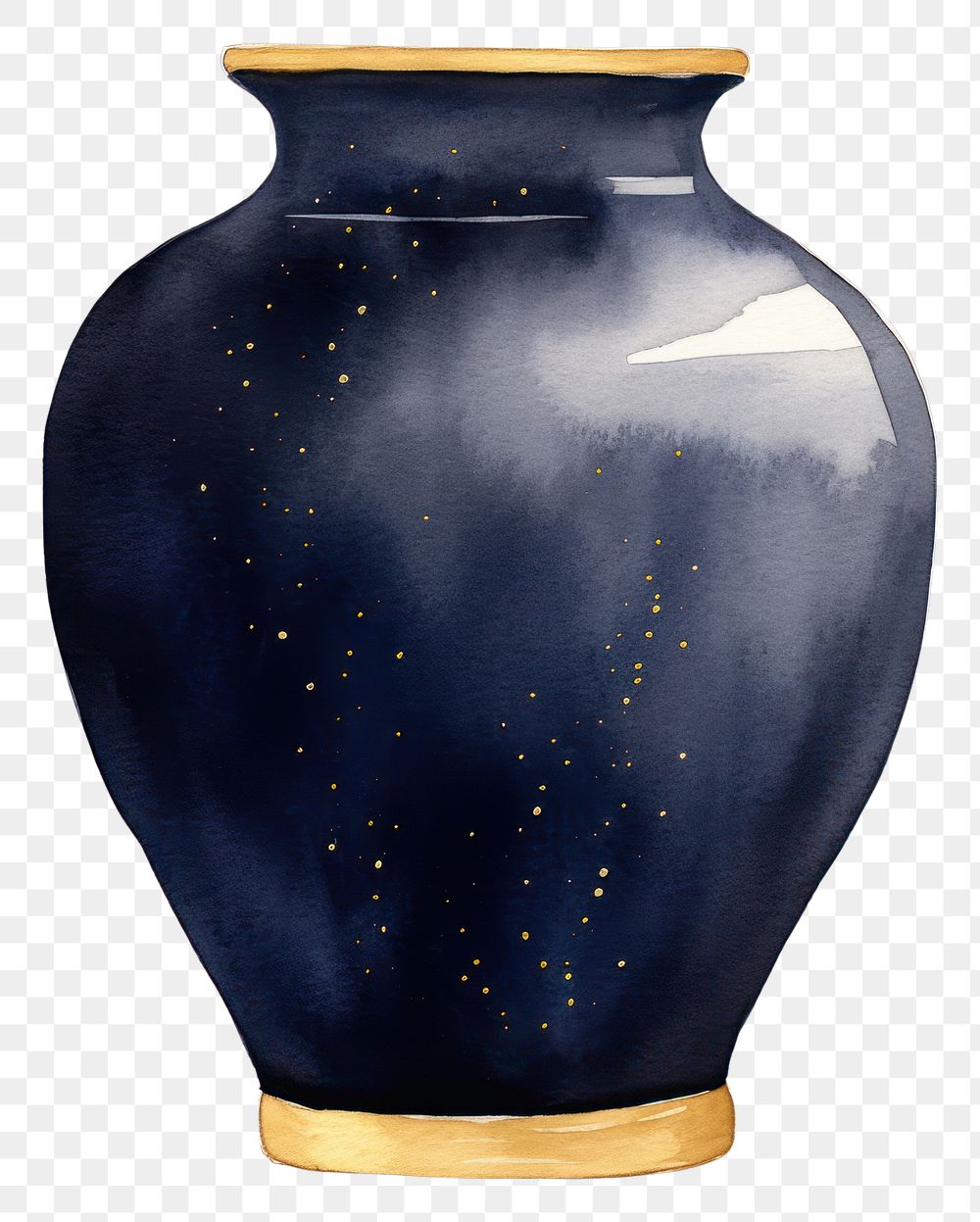 Indigo vase pottery urn container.
