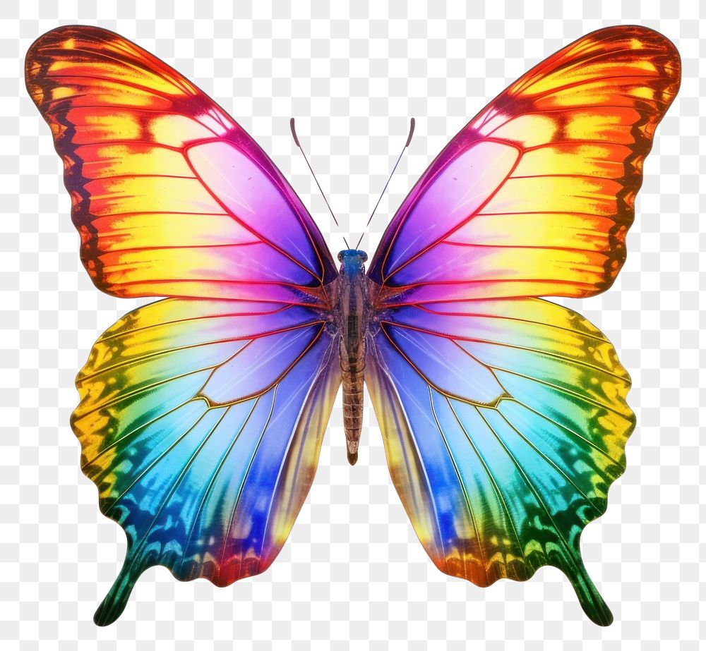 PNG Rainbow butterfly animal insect white background.