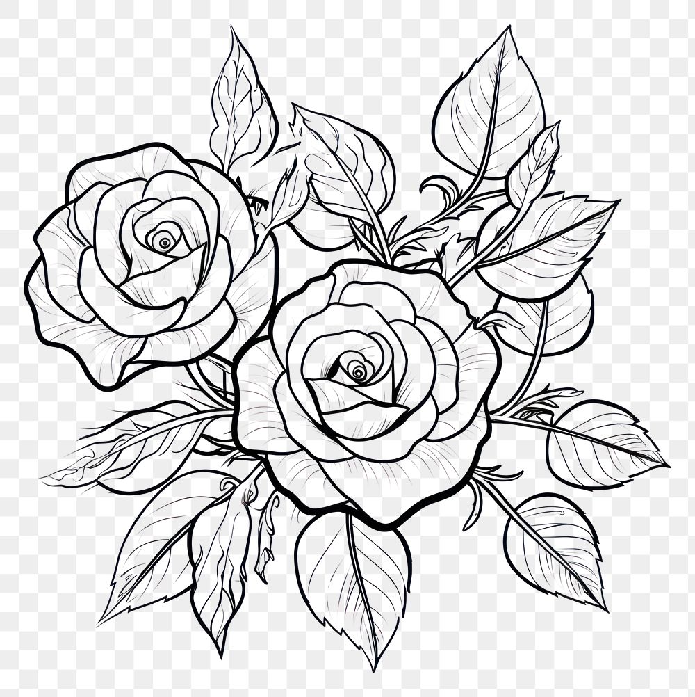PNG Rose bouquet sketch pattern drawing