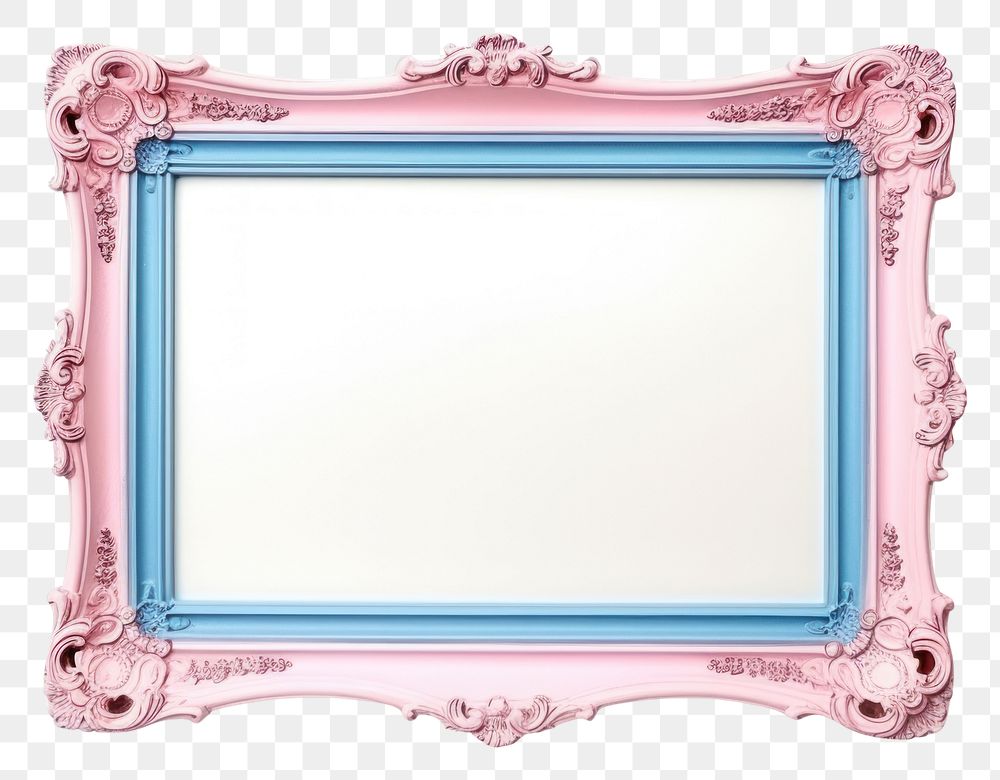 PNG Blue and pink mirror frame white background.