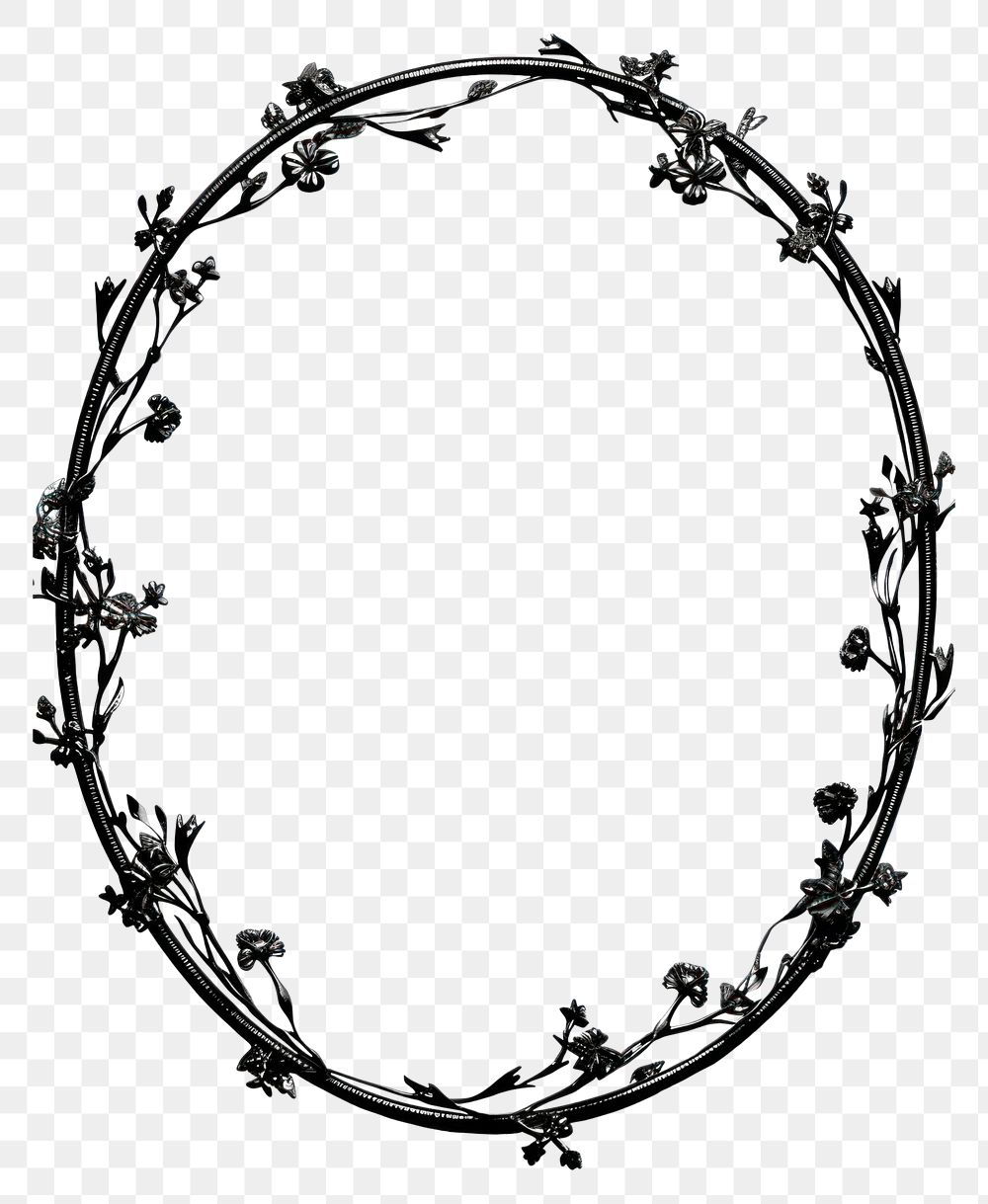 PNG Ornamental black oval jewelry wire white background.