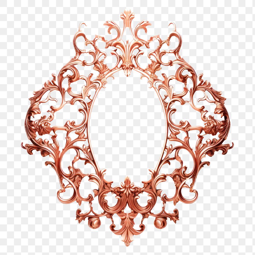 PNG Vintage copper frame jewelry pattern white background.