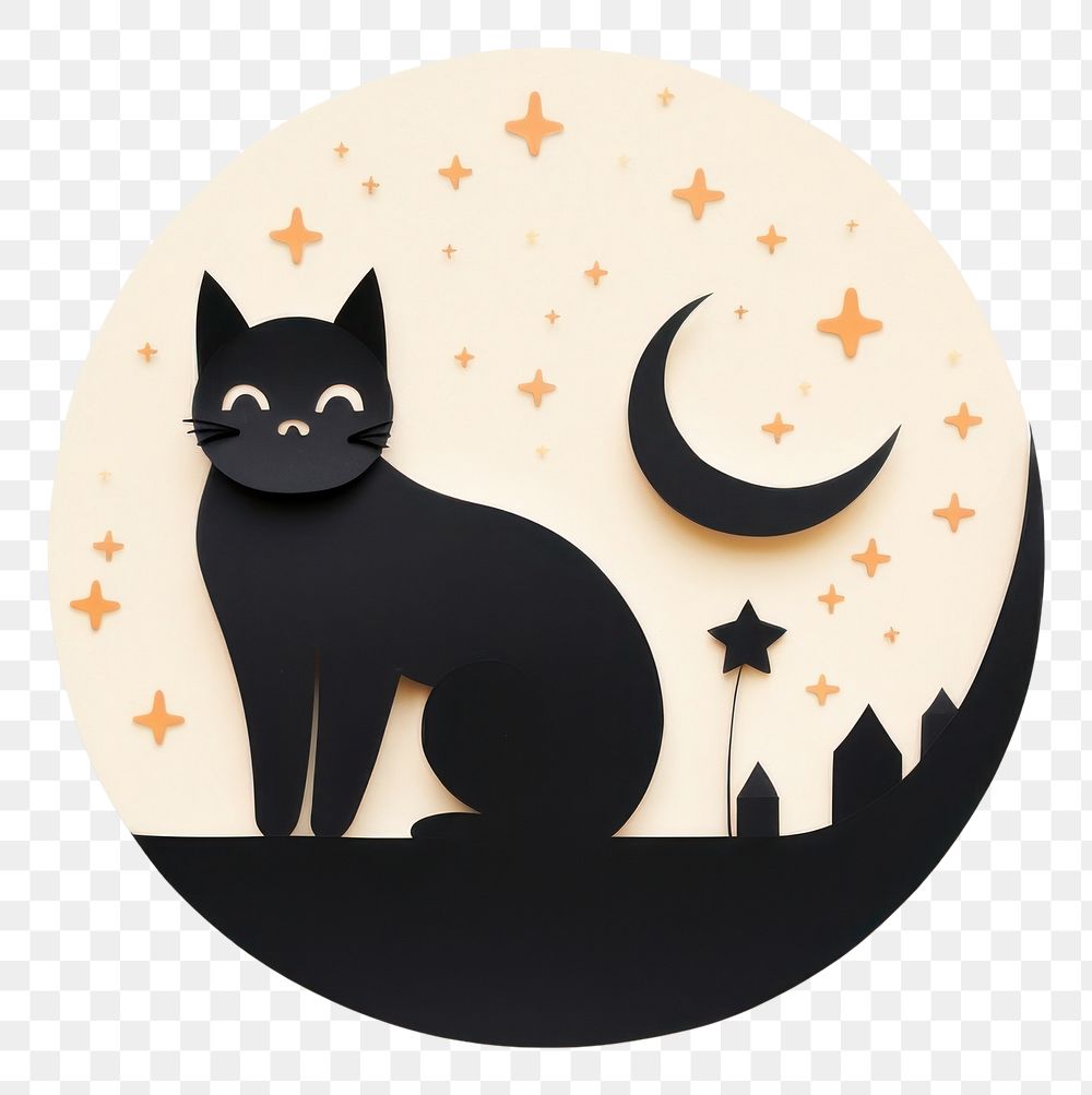 PNG Black cat on the moon mammal animal art.