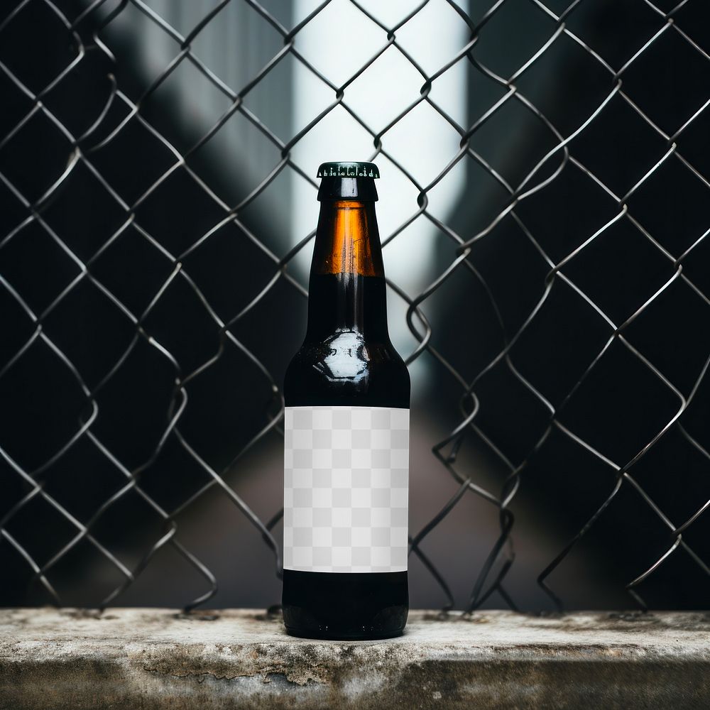 Bottle beer label png product mockup, transparent design