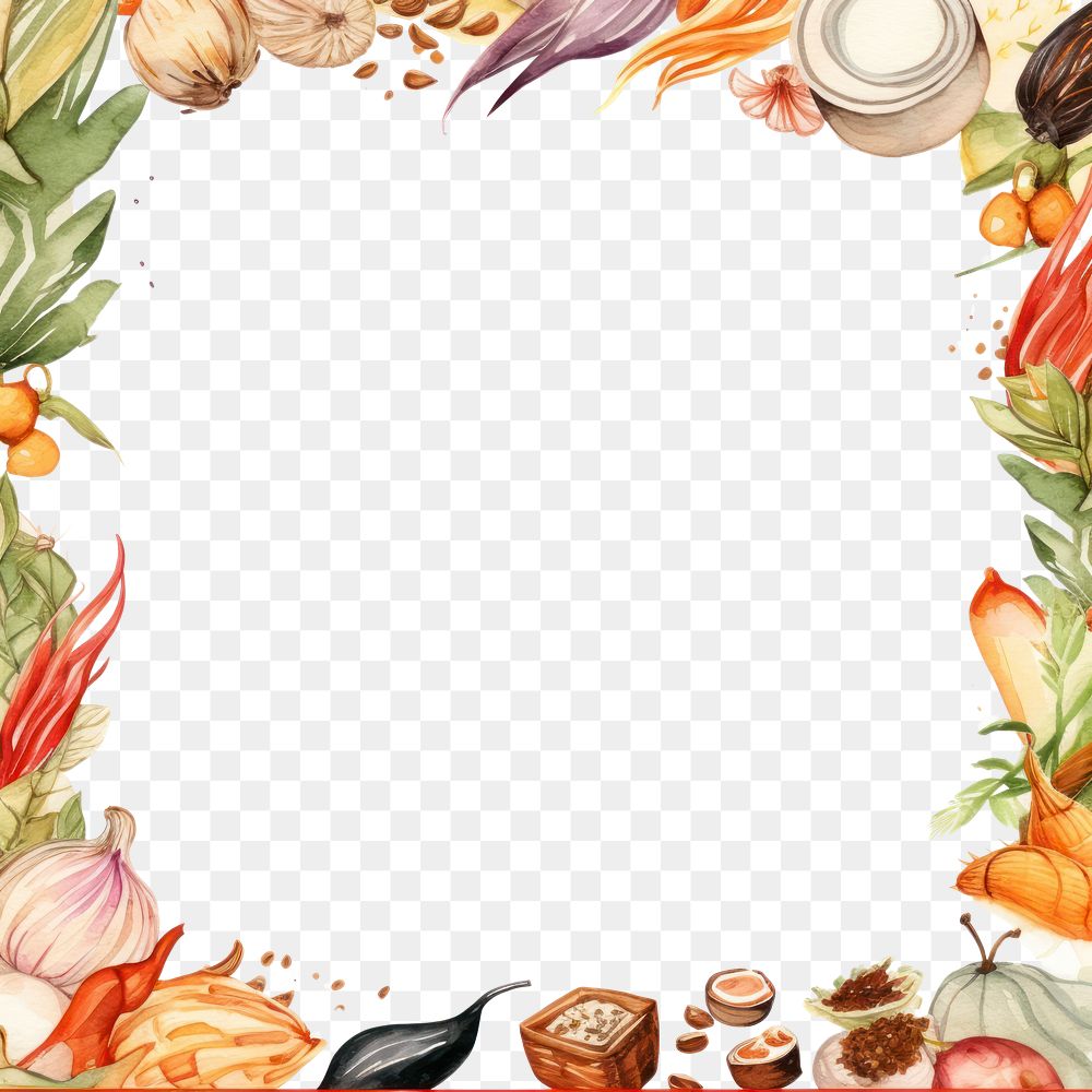 PNG Chinese food border backgrounds illustrated ingredient.