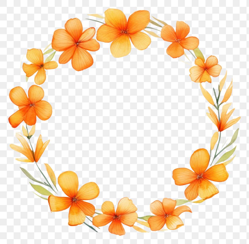 PNG Orange border flower circle pattern wreath petal.