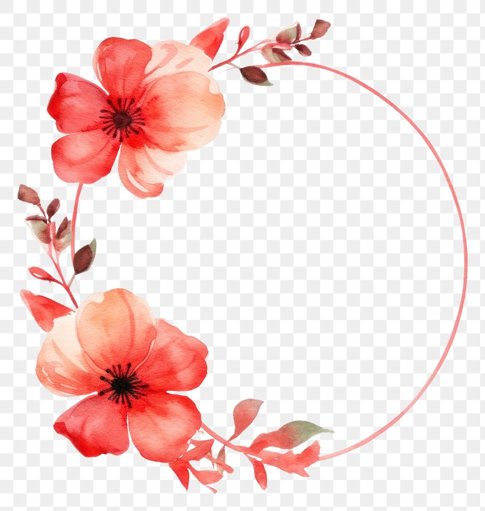PNG Red border flower circle wreath petal plant.