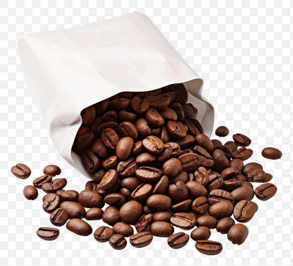 PNG Photo of white paper bag coffee white background coffee beans.