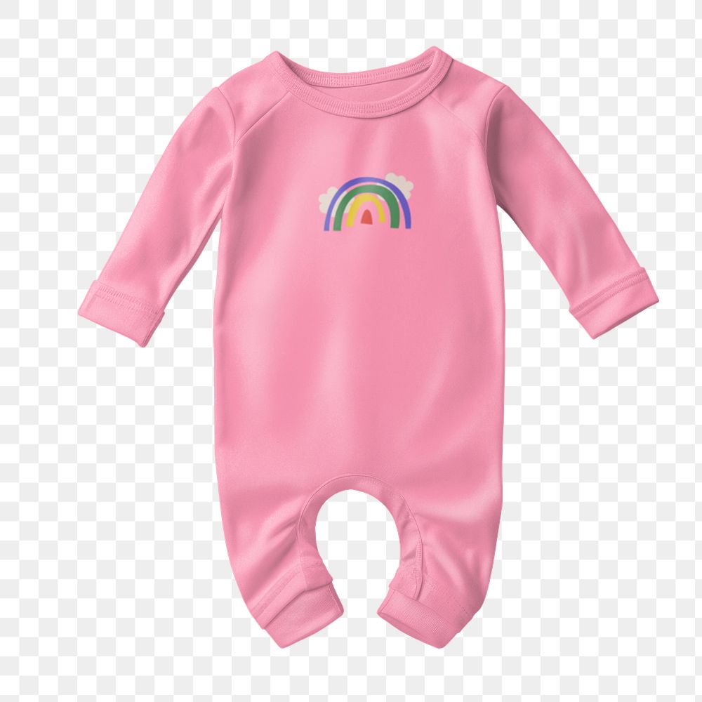 Pink rainbow png baby romper, kids clothing, transparent background