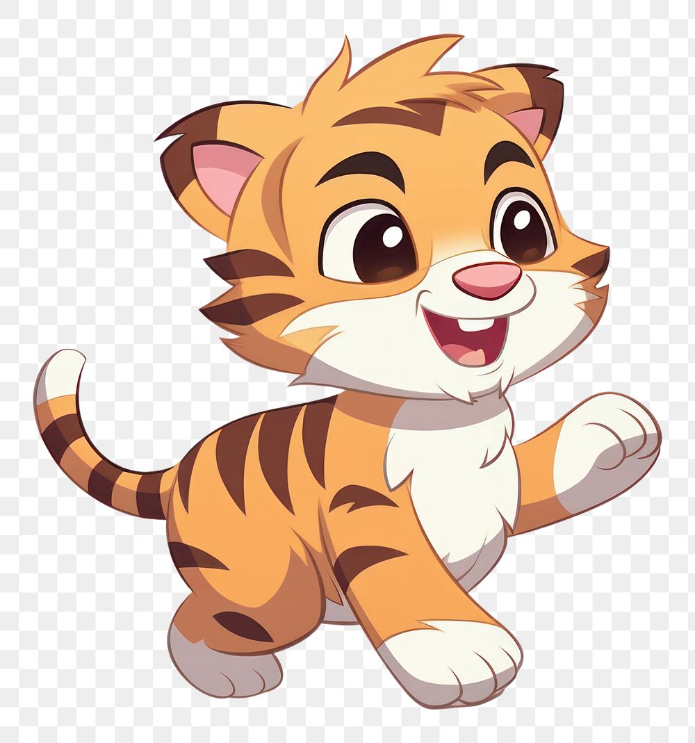 Tiger cartoon style animal mammal tiger.