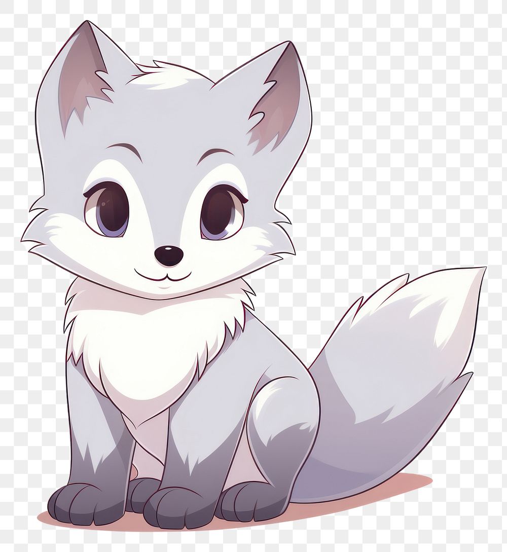 Arctic fox cartoon style drawing animal mammal.