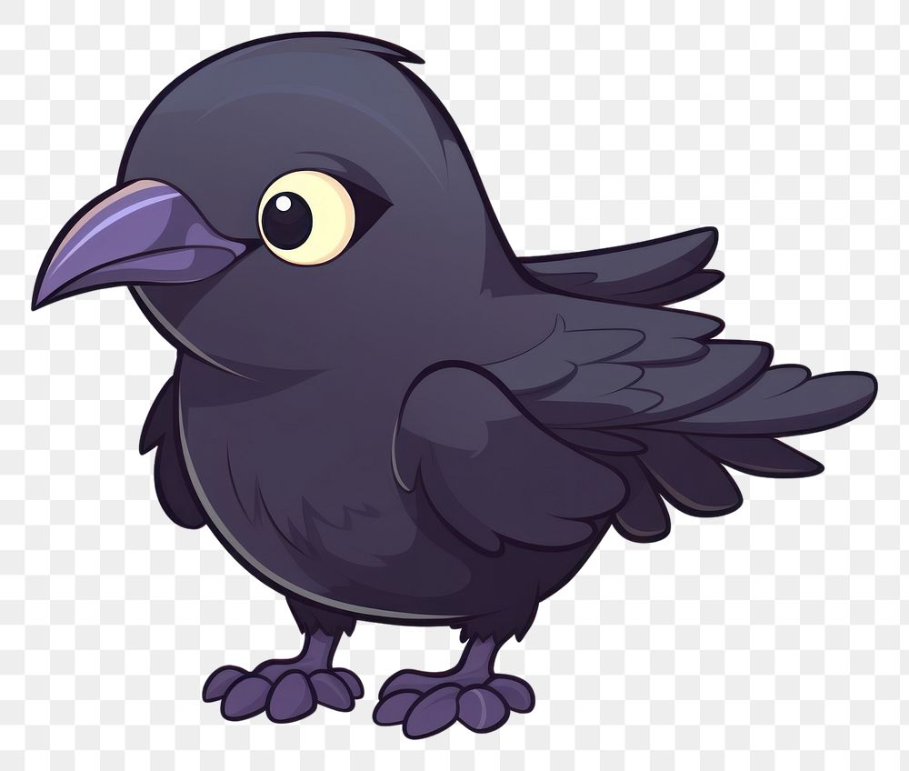 Crow cartoon style animal blackbird drawing.