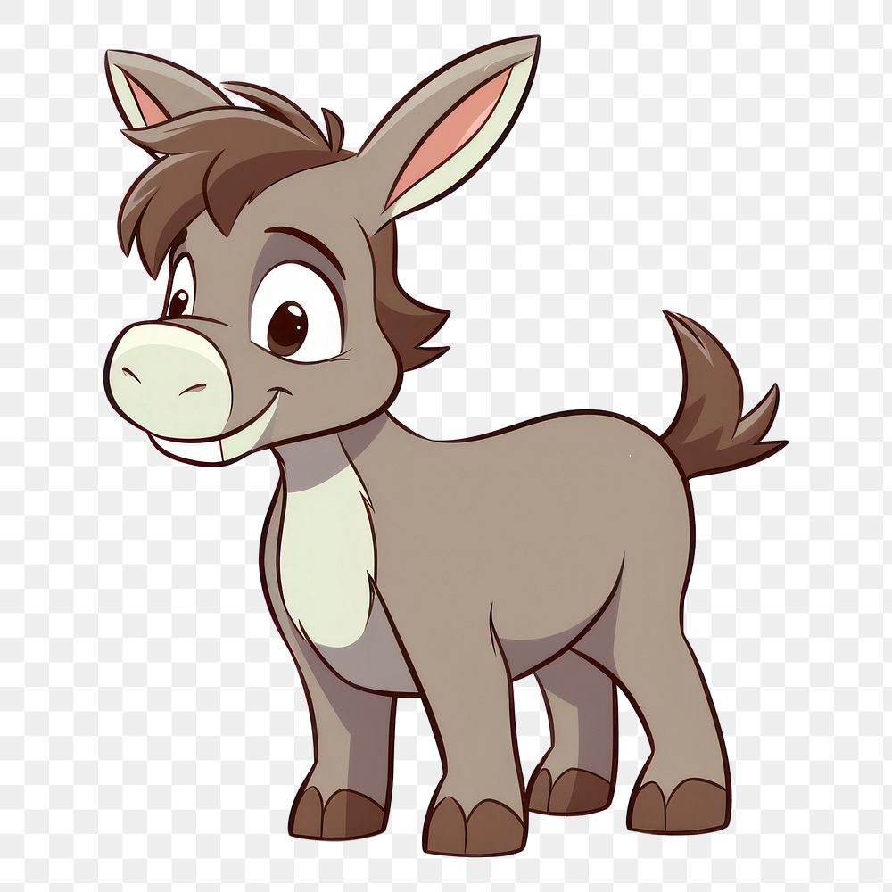 Donkey cartoon style animal donkey drawing.