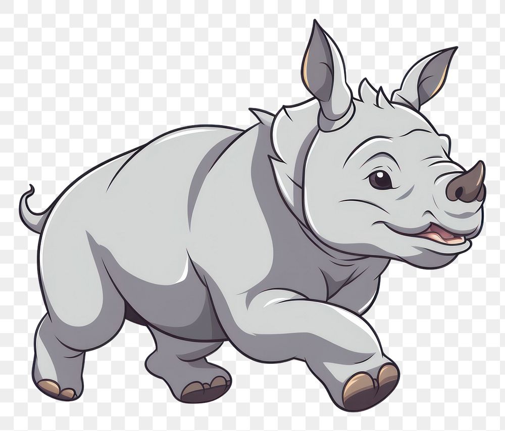 Rhinoceros cartoon style animal rhinoceros drawing.