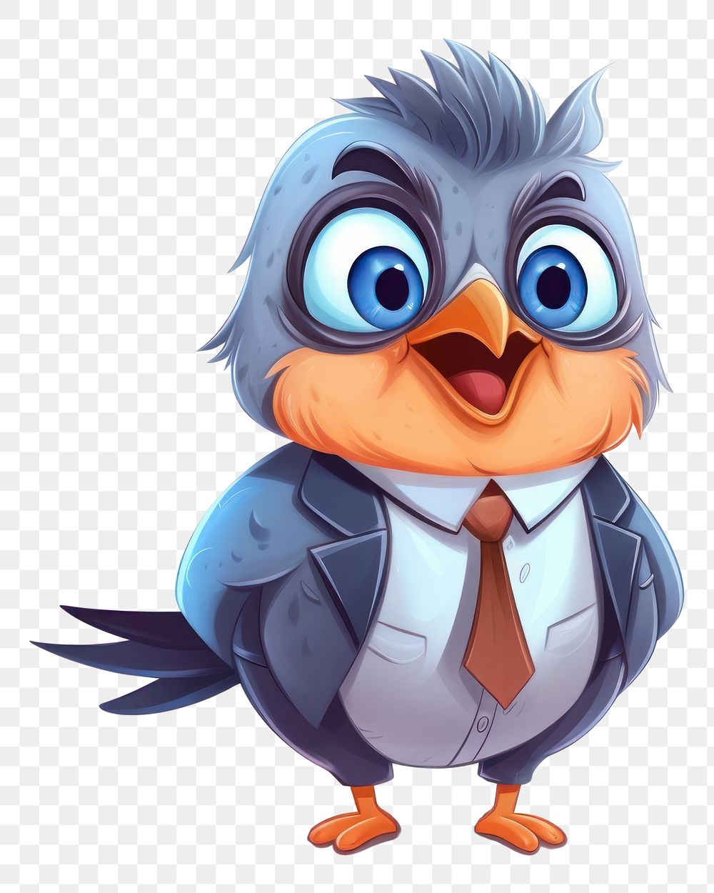 PNG Bird character office uniform cartoon animal representation.