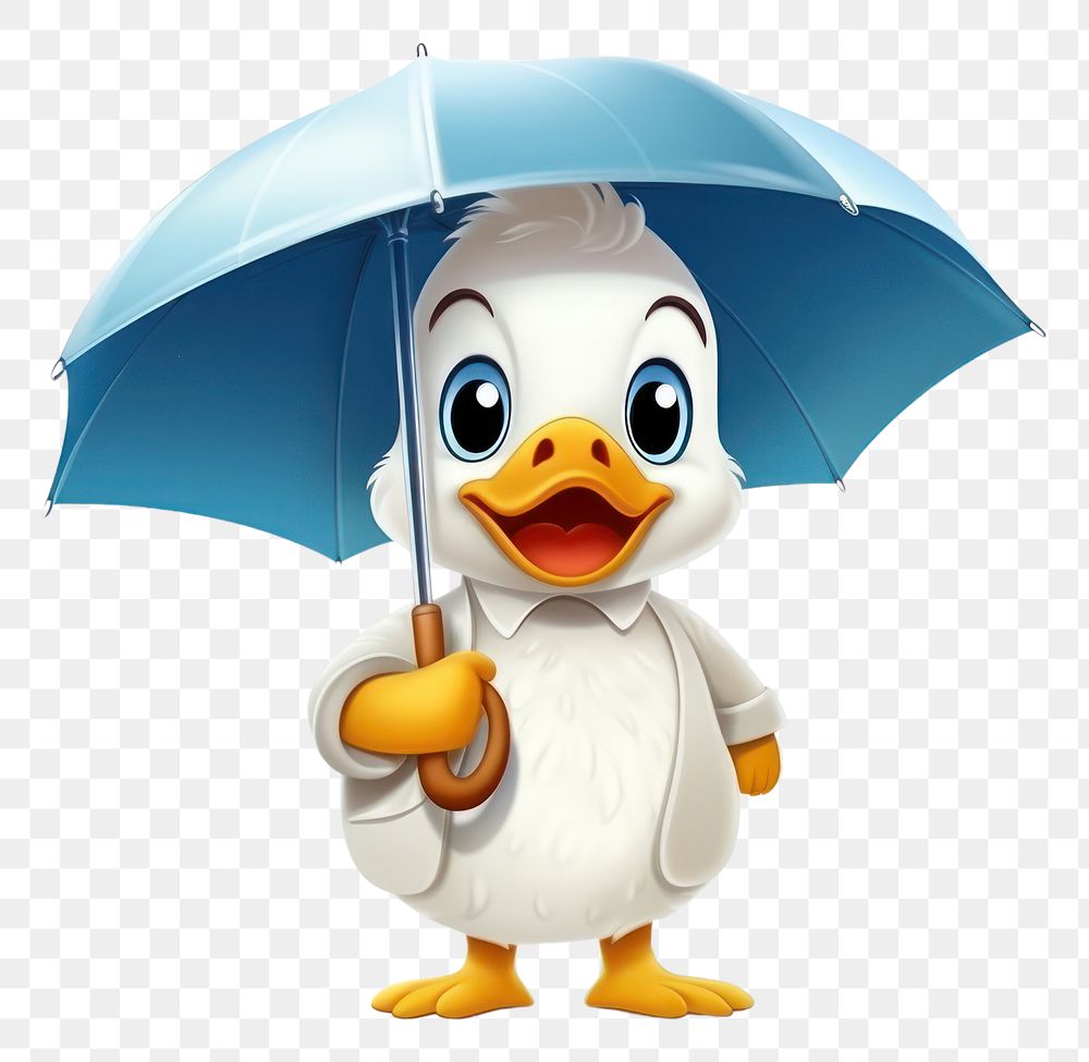 PNG Duck character hold umbrella cartoon cute fun