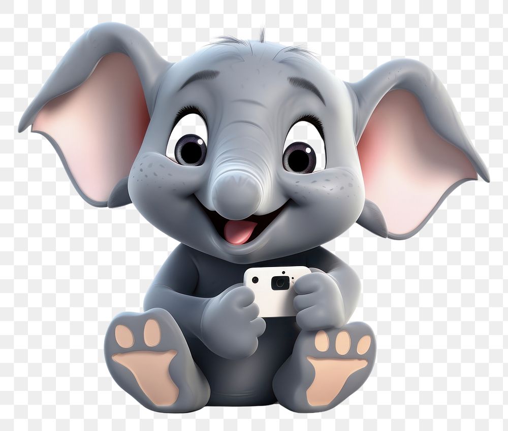 PNG Elephant character phone concept cartoon mammal animal.