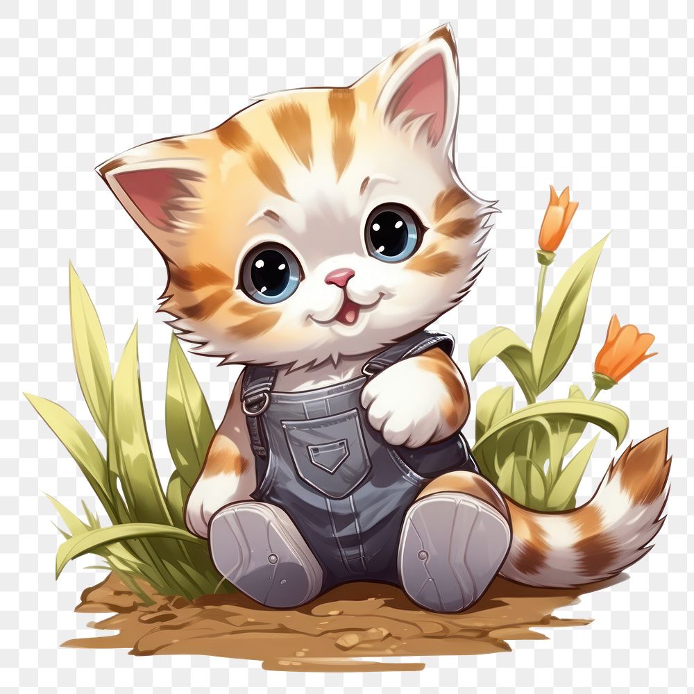 PNG Kitty character agriculture cartoon mammal kitten.