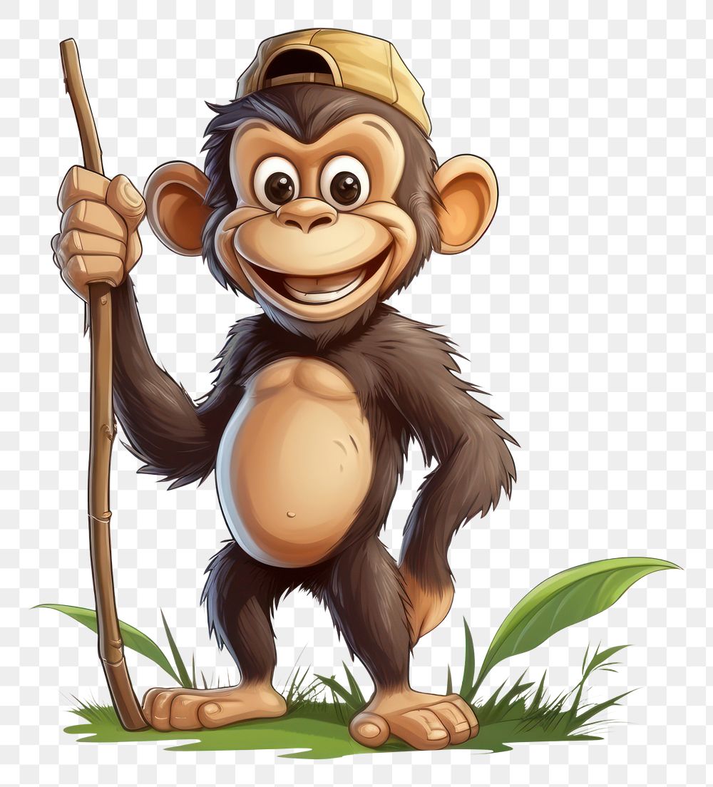 PNG Monkey character agriculture animal cartoon mammal.