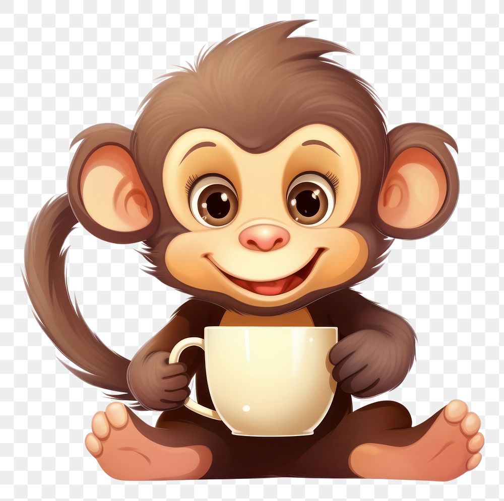 PNG Monkey animal mug cartoon.