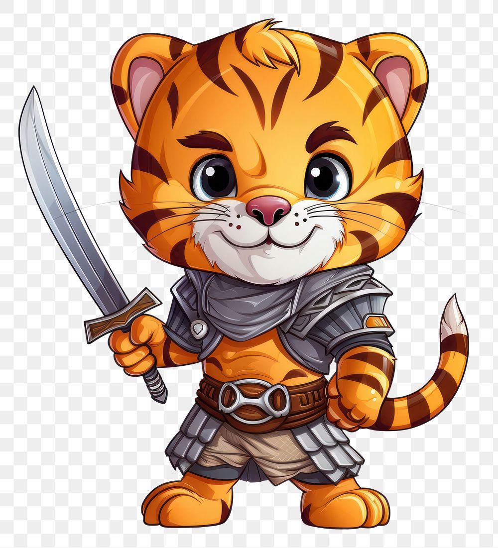 PNG Tiger character knight cartoon animal comics.