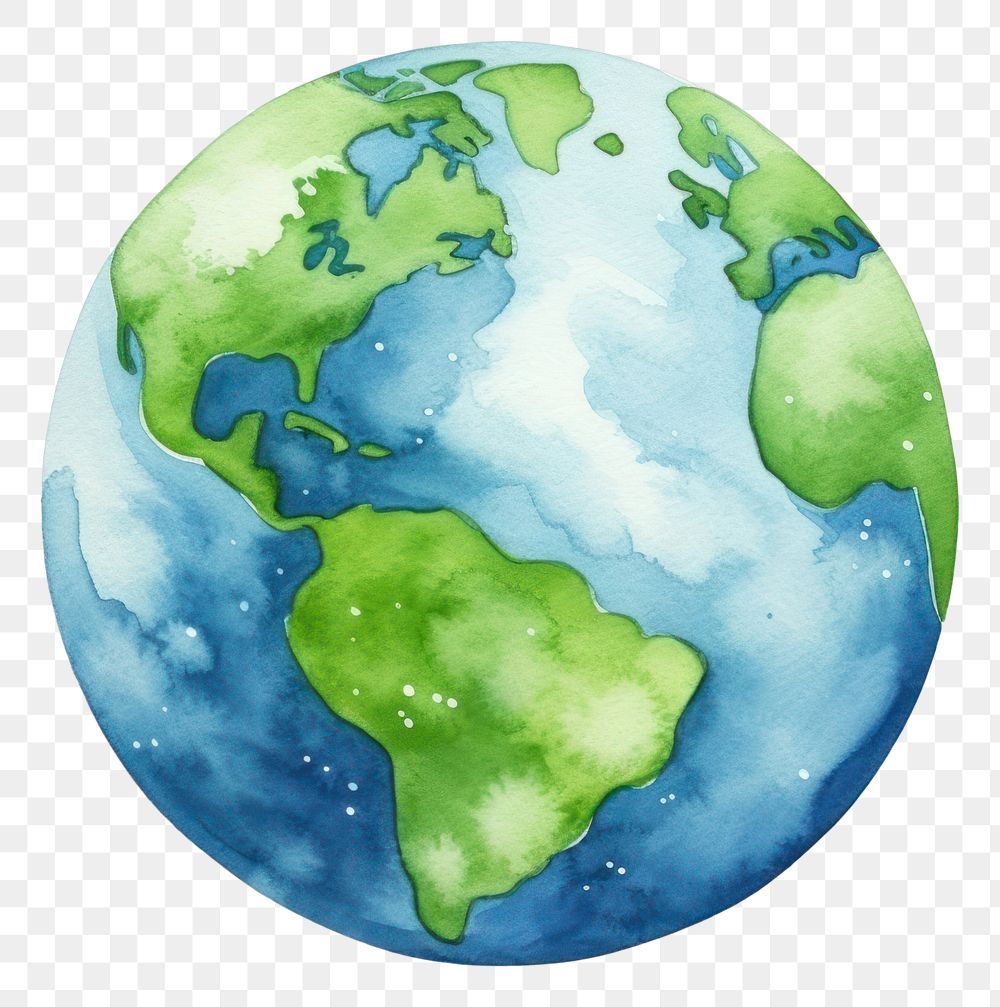 PNG Green earth watercolor art drawing planet globe