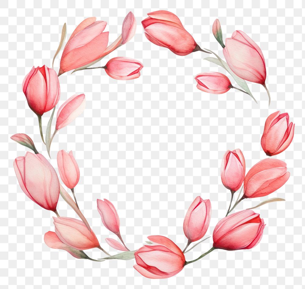 PNG Tulip petals cercle border flower plant white background