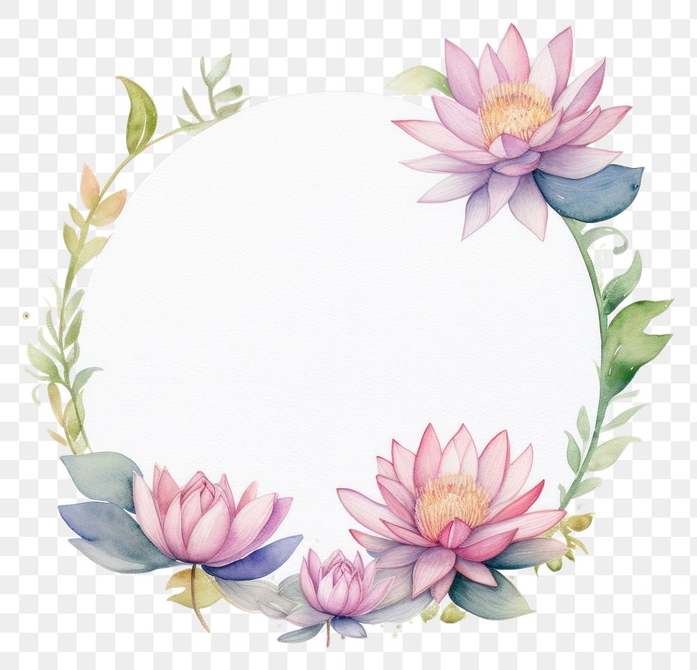 PNG Water lily cercle border pattern flower petal.