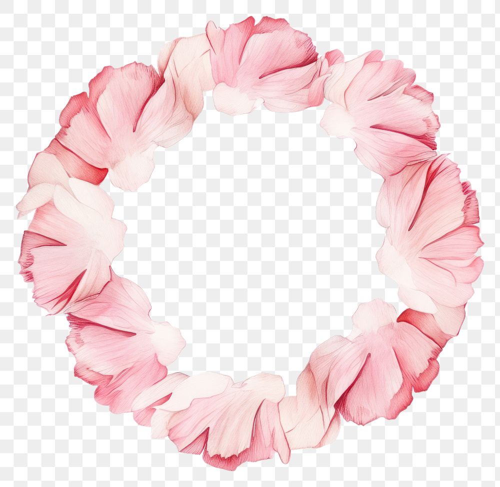 PNG Carnation petals cercle border wreath flower white background.
