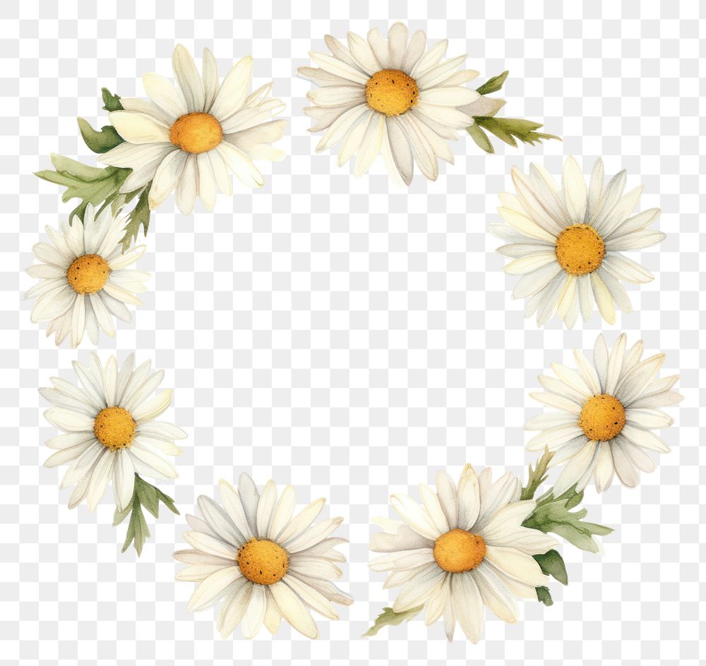 PNG Daisy petals cercle border flower wreath plant.