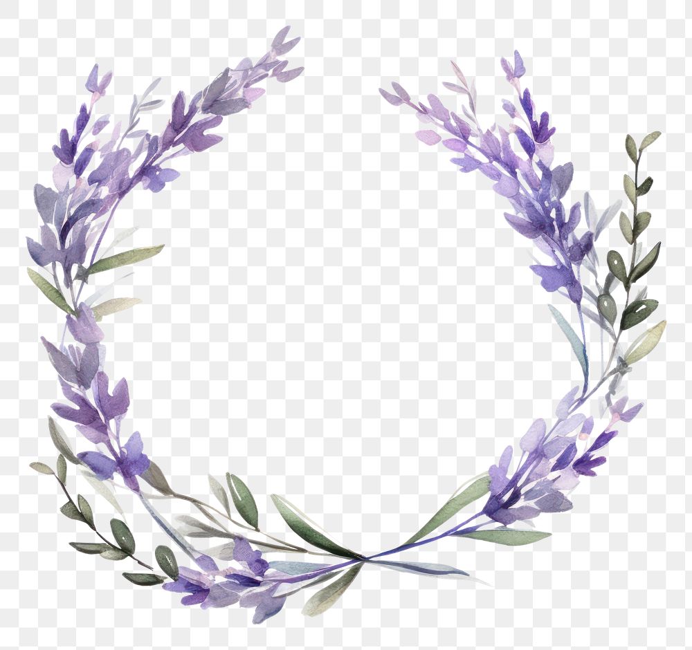 PNG Lavender cercle border flower wreath plant.