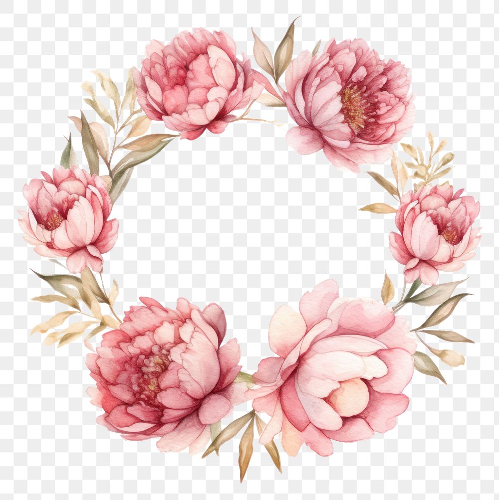 PNG Peony cercle border flower wreath plant.