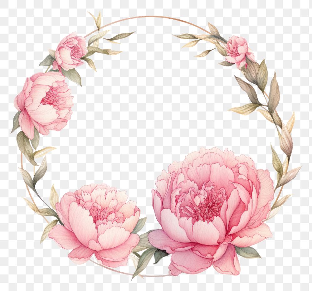 PNG Peony cercle border pattern flower wreath
