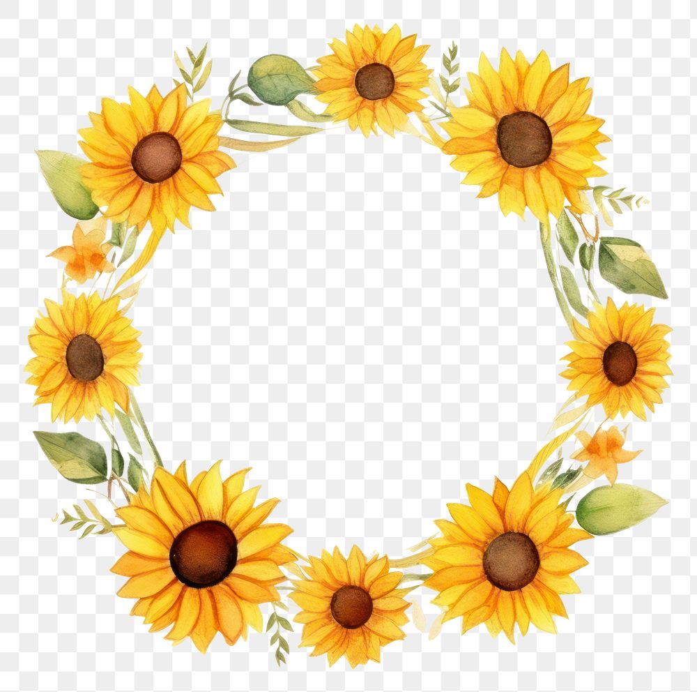 PNG Sun flower cercle border sunflower wreath plant.