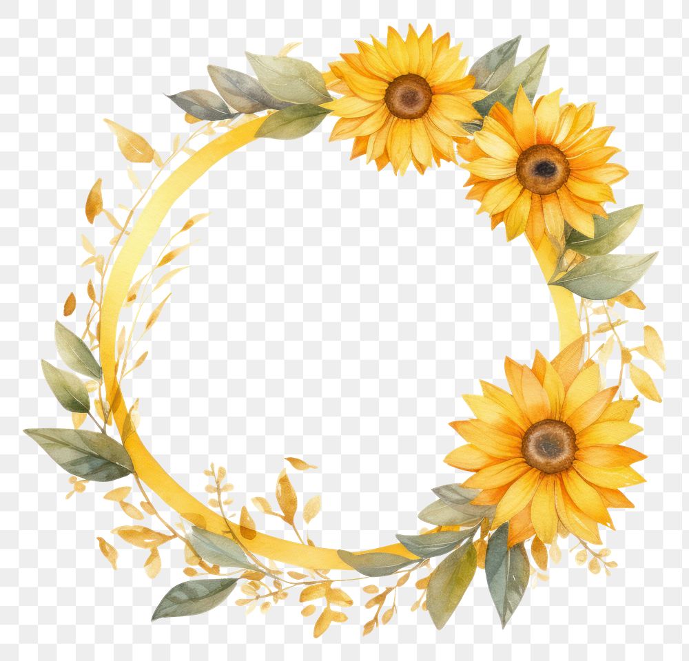PNG Sun flower cercle border sunflower wreath plant.