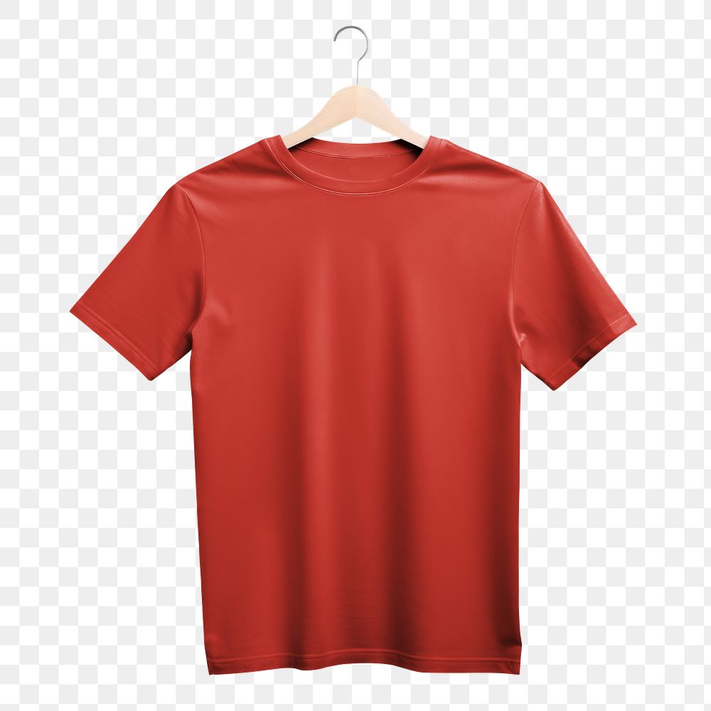 PNG Hanging dull red t-shirt, transparent background