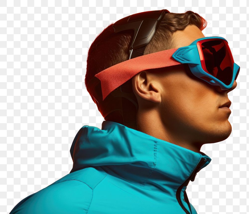 PNG Extreme sports side portrait profile sunglasses photo accessories.