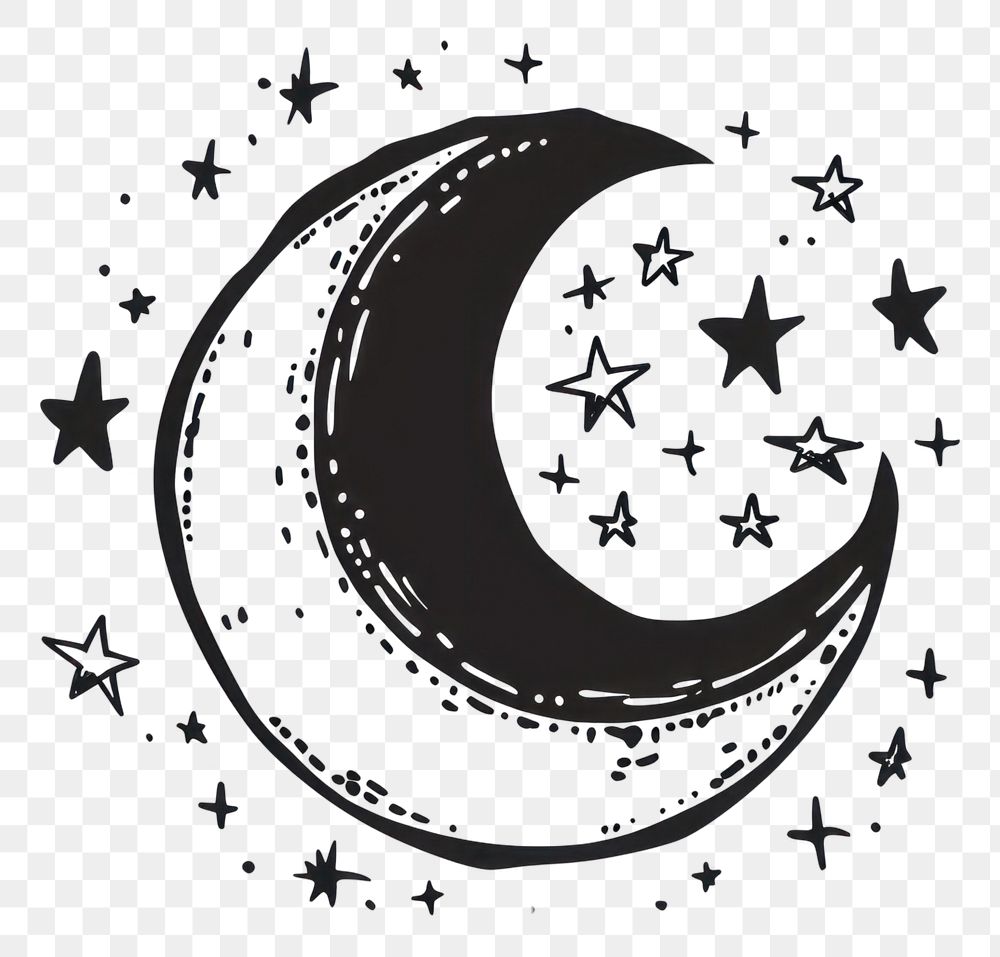 PNG Divider doodle of moon astronomy night calligraphy