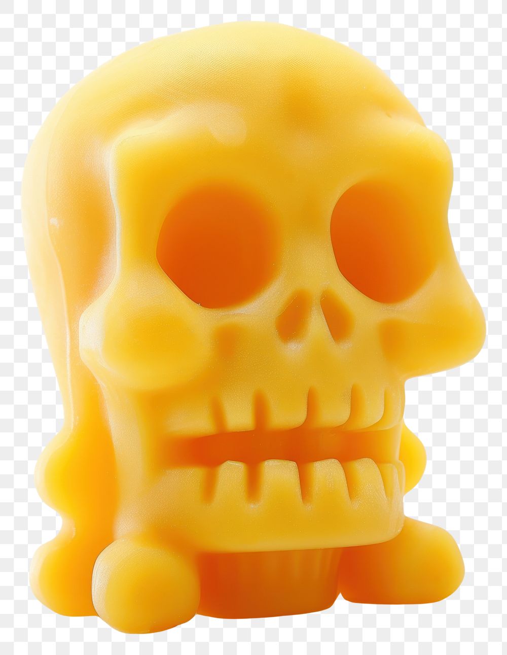 PNG Funny rubber skull representation medication yellow.