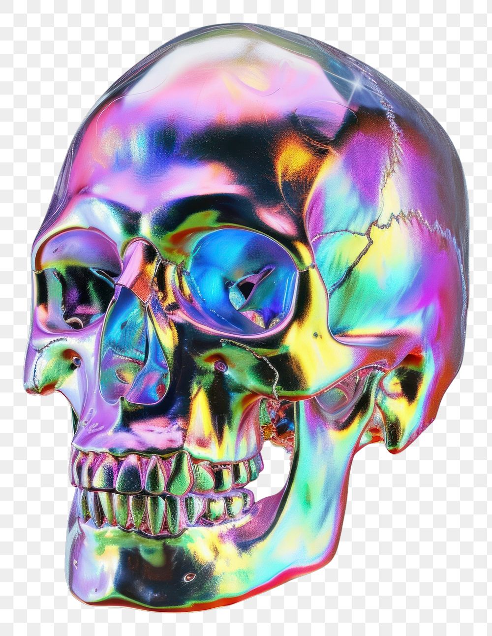 PNG Hologram skull glowing science anatomy.