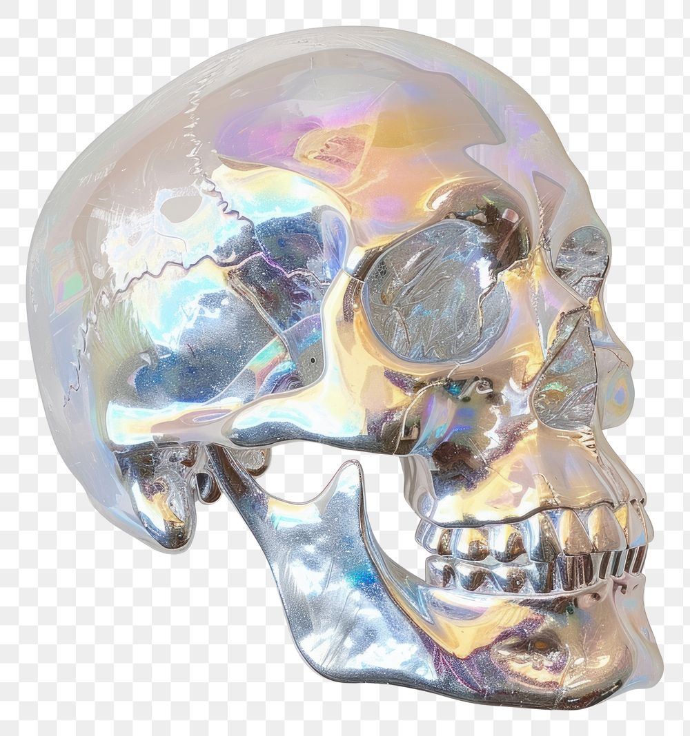PNG Iridescent skull jewelry accessories accessory.