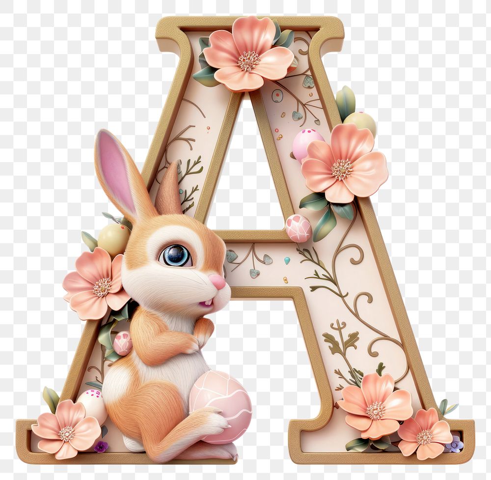 PNG Easter letter A easter cute white background.